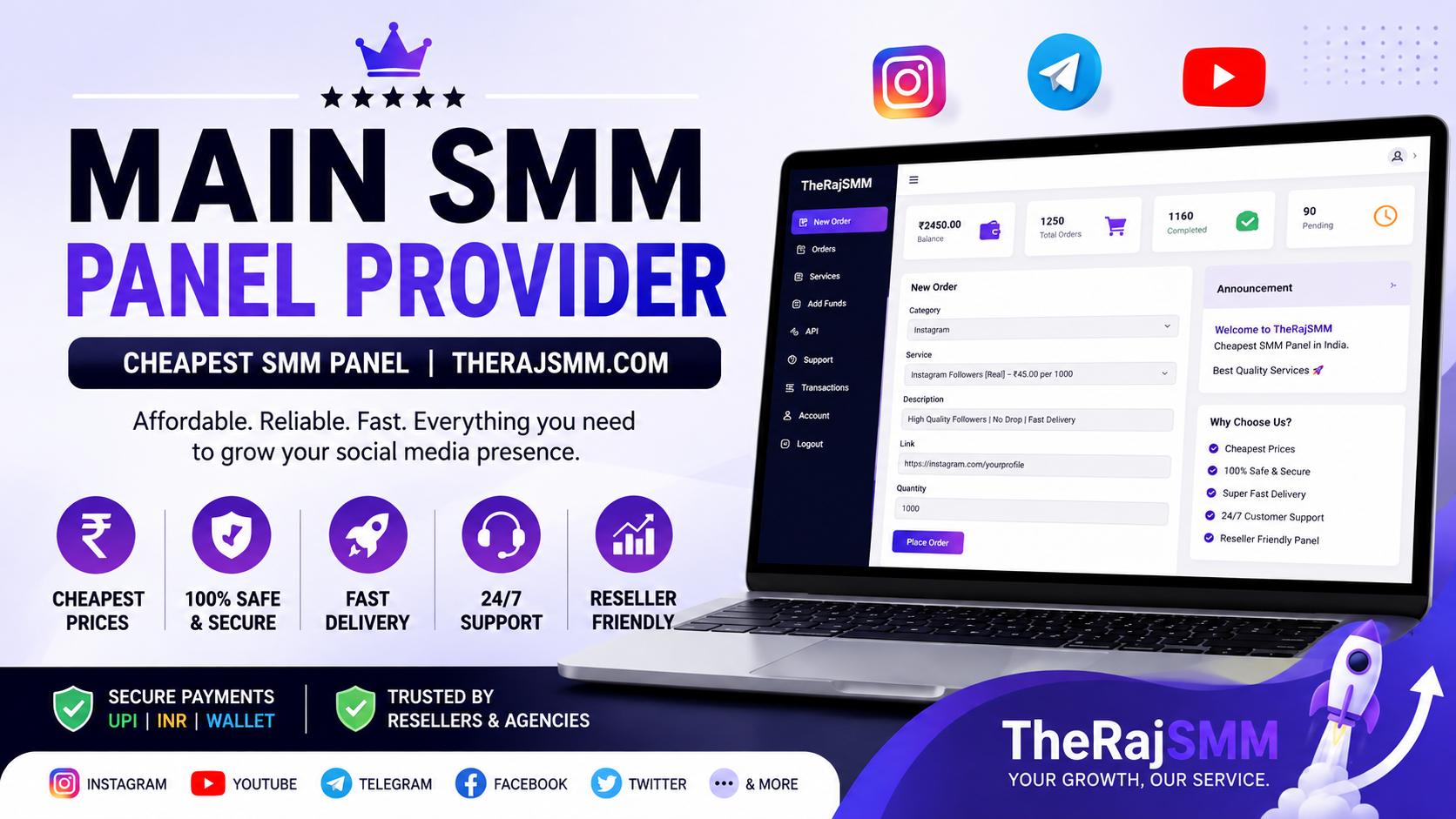 Main SMM Panel Provider – Cheapest SMM Panel | TheRajSMM